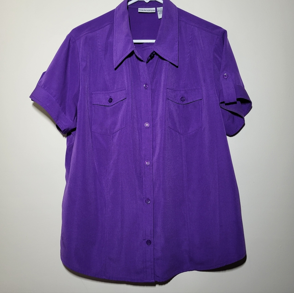 Apparenza Purple Short Sleeve Button Down Shirt